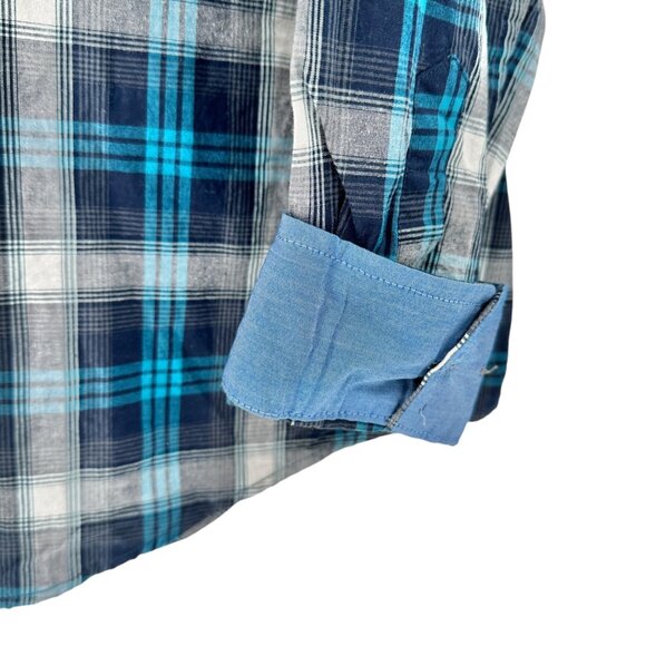 George Classic Fit Plaid Shirt Mens 2XL 50-52 Blue Gray LS Button-Down Collar - Picture 4 of 11